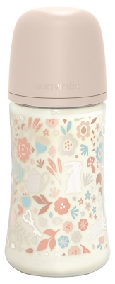 Suavinex Wonderland Nappflaska Symmetrisk Napp Medelstort Flöde 270 ml 3 Månader och + - Färg: Rose