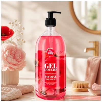 Gel de Duș Les Petits Bains de Provence Bujor Mac 1 L