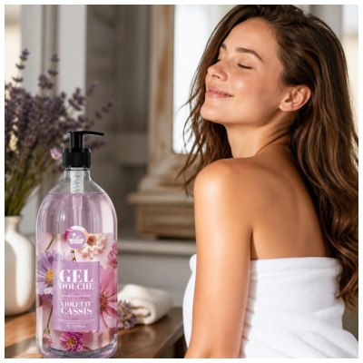 Gel de Duș Les Petits Bains de Provence Viuleta Coacăză 1 L