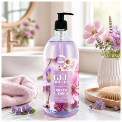 Les Petits Bains de Provence Gel za prhanje Vijolica in Črni Ribeza 1 L