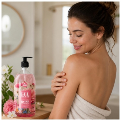 Gel de duș Les Petits Bains de Provence Trandafir Iasomie Albă 1 L