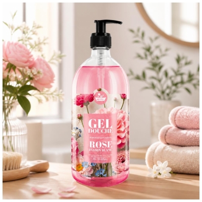 Les Petits Bains de Provence Baltojo Jazmino ir Rožių Dušo želė 1 L