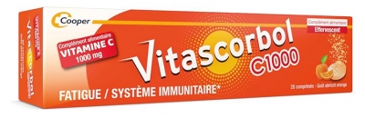 Vitascorbol C1000 20 Tabletek Musujących Smak Morelowo-pomarańczowy