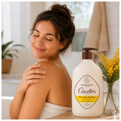 Cavaillès Gel de Baño y Ducha Resplandor de Mimosa Para Pieles Sensibles 1 L