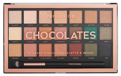 Profusion Cosmetics Acu ēnu palete Chocolates 21 toņi