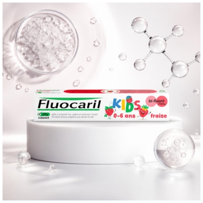 Fluocaril Kids Dvieju Fluoru Turintis Dantų Pasta 0-6 Metų Braškių Skonio 75 ml