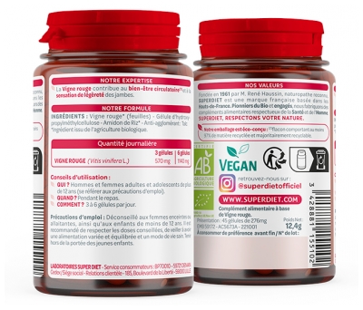 Superdiet Rote Weinrebe Bio 45 Kapseln