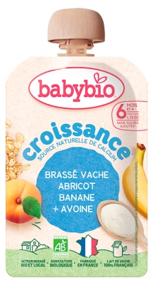 Babybio Wachstum Gebrüht Kuh Aprikose Banane Hafer 6 Monate und + Bio Trinkflasche 100 g