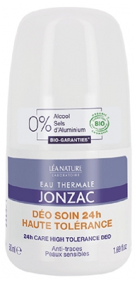 JONZAC terminio vandens Dezodoruojantis priežiūros fluidas itin jautriai odai 24 val. BIO 50 ml