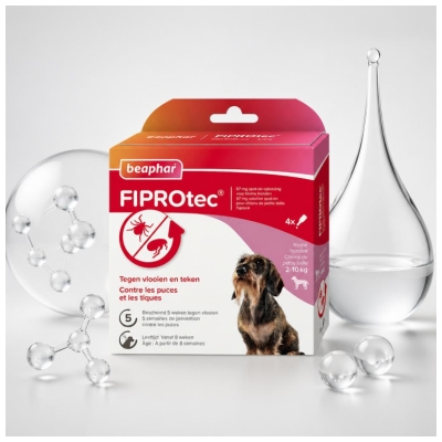 Beaphar Fiprotec 67 mg Solution Spot-On Petit Chien 2 à 10 kg 4 Pipettes