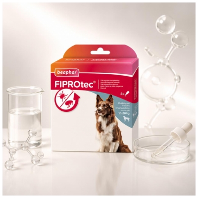 Beaphar Fiprotec 134 mg Soluție Spot-On Câini 10 la 20 kg 4 Pipete