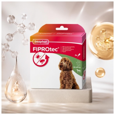 Beaphar Fiprotec 268 mg Soluție Spot-On Câini Mari 20 la 40 kg 4 Pipete