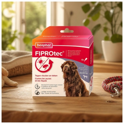 Beaphar Fiprotec 402 mg Solutie Spot-On Caine Foarte Mare 40 la 60 kg 4 Pipete