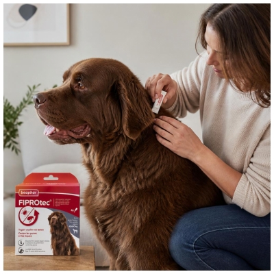 Beaphar Fiprotec 402 mg Solutie Spot-On Caine Foarte Mare 40 la 60 kg 4 Pipete