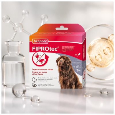 Beaphar Fiprotec 402 mg Solutie Spot-On Caine Foarte Mare 40 la 60 kg 4 Pipete