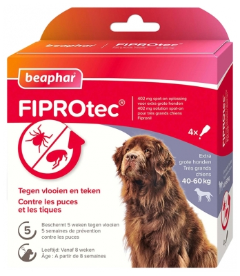 Beaphar Fiprotec 402 mg Solução Spot-On Cães Muito Grandes 40 a 60 kg 4 Pipetas