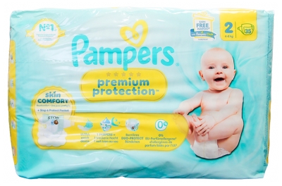 Pañales Pampers Premium Protection Skin Comfort 35 Talla 2 (4-8 kg)