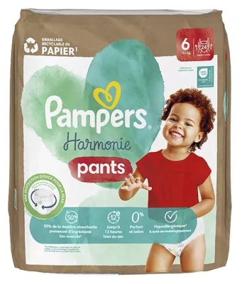 Pampers Harmonie Pantalones 24 Pañales Talla 6 Envases Reciclados (15 kg y +)
