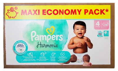 Pampers Harmonie Velikost 4 Maxi Balení 78 Plenek (9-14 kg)