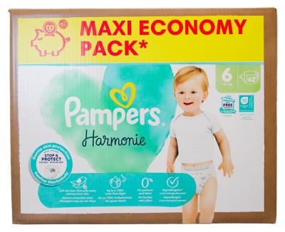 Pampers Harmonie Tamanho 6 Maxi Pack 62 Fraldas (13 kg e +)