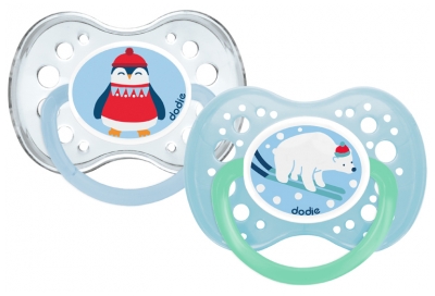 Dodie 2 Sucettes Anatomiques Silicone 18 Mois et + - Modello: Orso Bianco + Pinguino N°A82