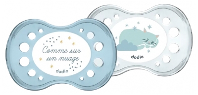 Dodie Anatomischer Schnuller Silikon +6 Monate Pack von 2 N°A36 - Modell: Wie auf Wolken und Katze