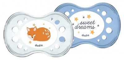 Dodie 2 Sucettes Anatomiques Silicone Nuit 6 Mois et + - Modèle : Sweet Dreams et Renard