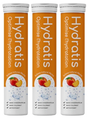 Hydratis Lot de 3 x 20 Pastilles Effervescentes - Arôme : Pêche