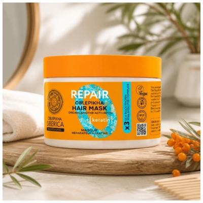 Mască de Reparare Keratină Oblepikha Natura Siberica 300 ml