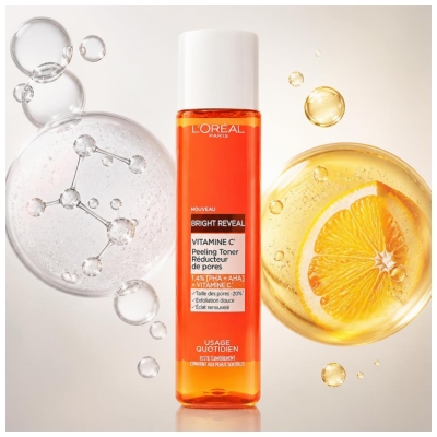 Tónico Esfoliante L'Oréal Paris Bright Reveal Vitamina C Redutor de Poros 180 ml