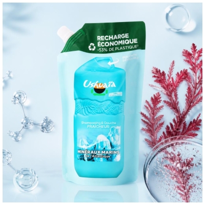 Ushuaïa Osvěžující Šampon a Sprchový Gel Mořské Minerály Eko-Doplnění 500 ml