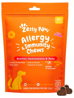 Zesty Paws Friandises pour Chien Soutien Immunitaire & Peau Saumon 200 g