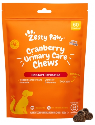 Zesty Paws Friandises pour Chien Confort Urinaire Dinde 200 g