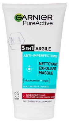 Garnier PureActive 3v1 Glina Čistilo Proti Nepravilnostim 150 ml