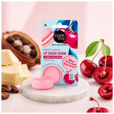 Organic Shop Ķiršu Cukura Lūpu Skrubis 10 ml