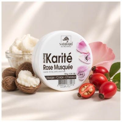 Unt de Karité cu Trandafir Moscat Bio 135 g Naturado en Provence
