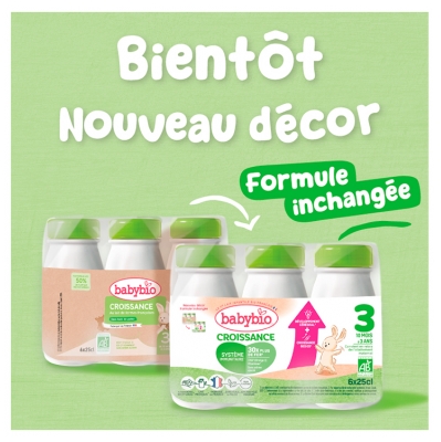 Babybio Croissance au Lait de Vache Français 3 de 10 Mois à 3 Ans Bio 6 Bouteilles de 25 cl