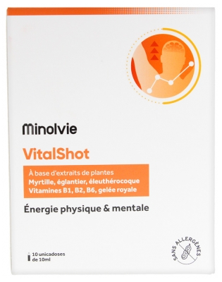 Minolvie VitalShot Fyzická & Mentální Energie 10 Jednodávkových Balení