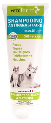 Vetoform Antiparasitär Insektsavvisande Schampo Hund och Katt 200 ml