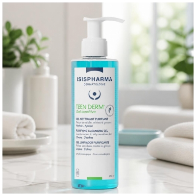 Isispharma Teen Derm Gel Sensitive Čistící gel pro citlivou pleť se sklonem k akné 250 ml