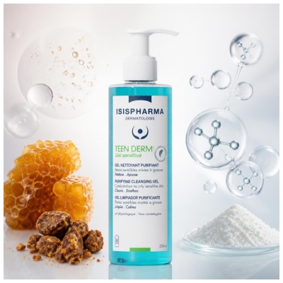 Isispharma Teen Derm Gel Sensitive Čistící gel pro citlivou pleť se sklonem k akné 250 ml