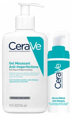 CeraVe Pěnový čisticí gel proti nedokonalostem 236 ml + Sérum s retinolem proti stopám po akné 30 ml