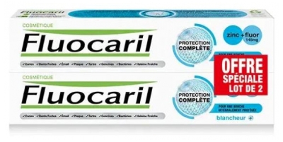 Fluocaril Tandpasta Komplet Beskyttelse Hvidhed Pakke med 2 x 75 ml