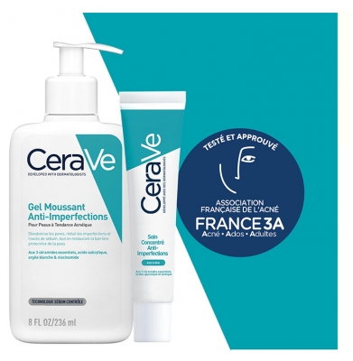 CeraVe Gel Moussant Anti-Imperfections 236 ml + Soin Concentré Anti-Imperfections 40 ml
