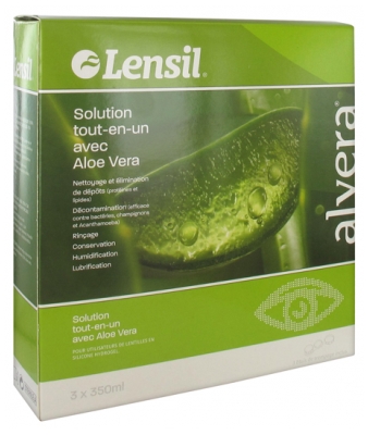Lensil Alvera Allt-i-ett-lösning med Aloe Vera Paket med 3 x 350 ml