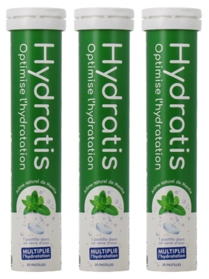 Hydratis Lot de 3 x 20 Pastilles Effervescentes - Arôme : Menthe