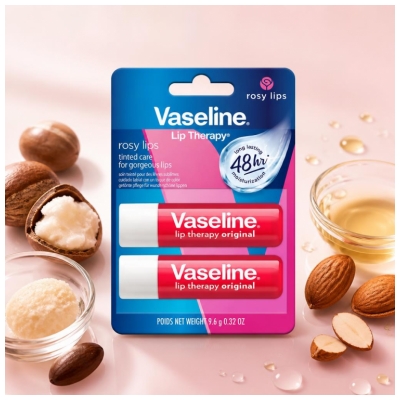 Vaseline Rosy Lips Lūpu Balzams 2 x 4,8 g