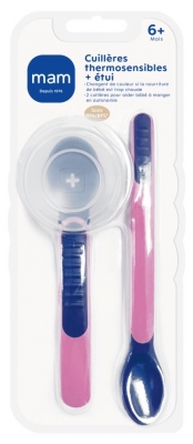MAM Cuillères Thermosensibles + Étui 6 Mois et + - Couleur : Vert