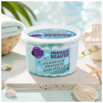 Organic Shop „Undinėlės grožis“ (Mermaid Beauty) putos kūnui, drėkinančios ir spindinčios, 250 ml