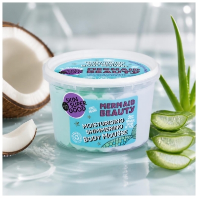 Organic Shop „Undinėlės grožis“ (Mermaid Beauty) putos kūnui, drėkinančios ir spindinčios, 250 ml